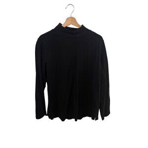 Isaac Mizrahi Live Black Mock Neck Long Sleeve Top Women's Size 1X 100% Cotton